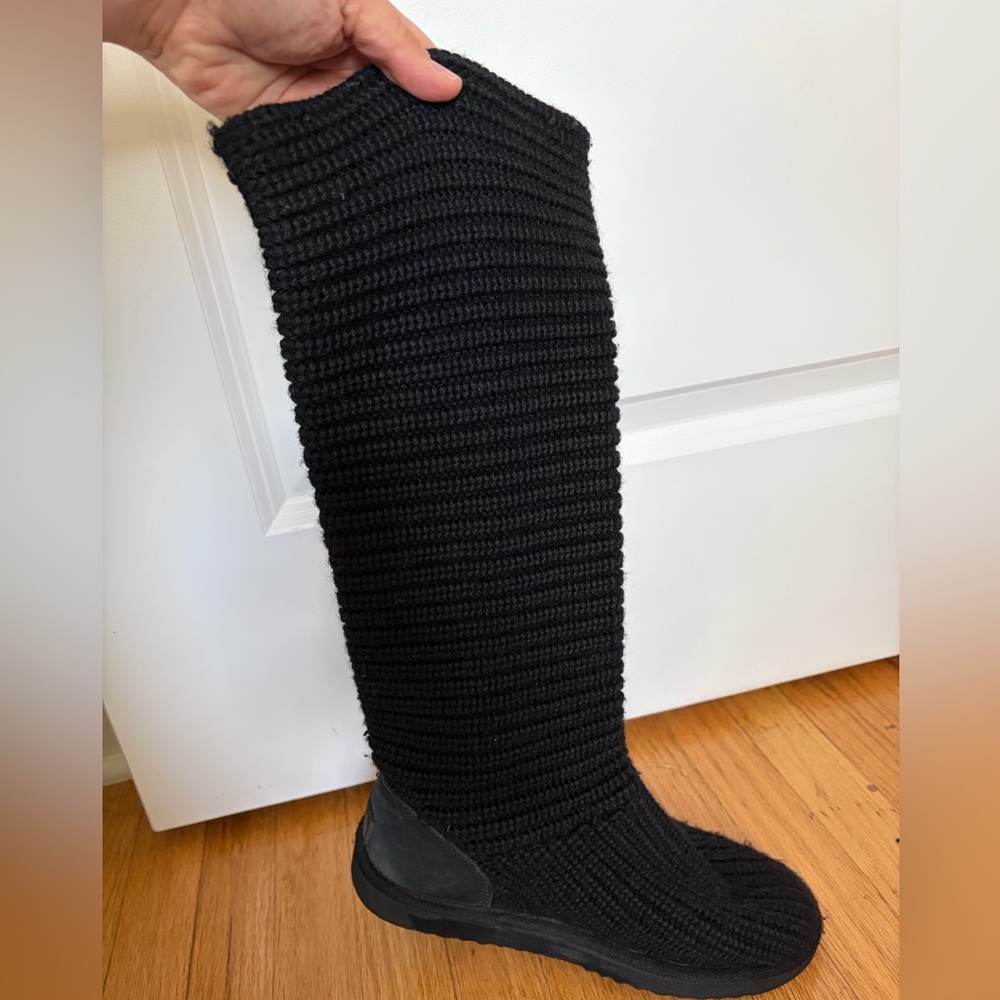 UGG Black Knit Button-Back Short Boots - Picture 7 of 11